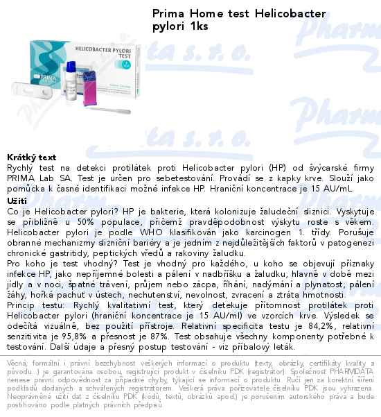 Prima Home test Helicobacter pylori 1ks