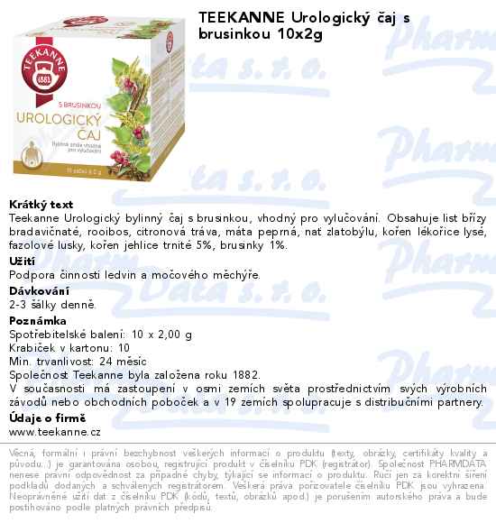 TEEKANNE UrologickĂ˝ ÄŤaj s brusinkou 10x2g