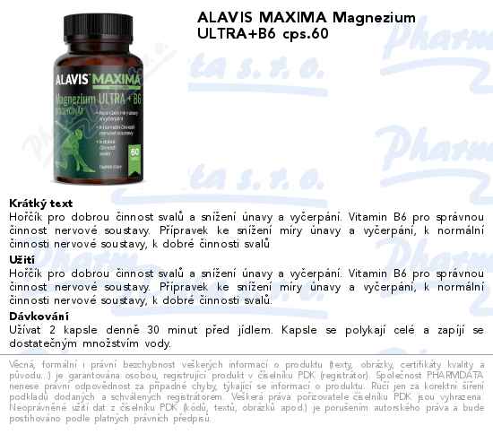 ALAVIS MAXIMA Magnezium ULTRA+B6 cps.60