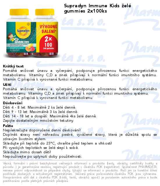 Supradyn Immune Kids ĹľelĂ© gummies 2x100ks