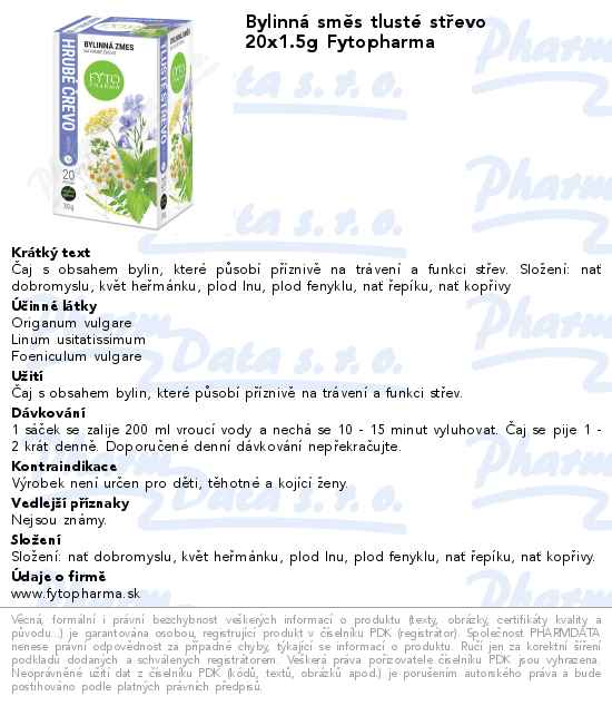 BylinnĂˇ smÄ›s tlustĂ© stĹ™evo 20x1.5g Fytopharma