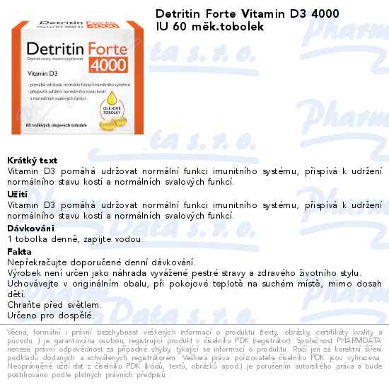 Detritin Forte Vitamin D3 4000 IU 60 mÄ›k.tobolek