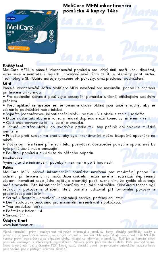 MoliCare MEN inkontinenÄŤnĂ­ pomĹŻcka 4 kapky 14ks
