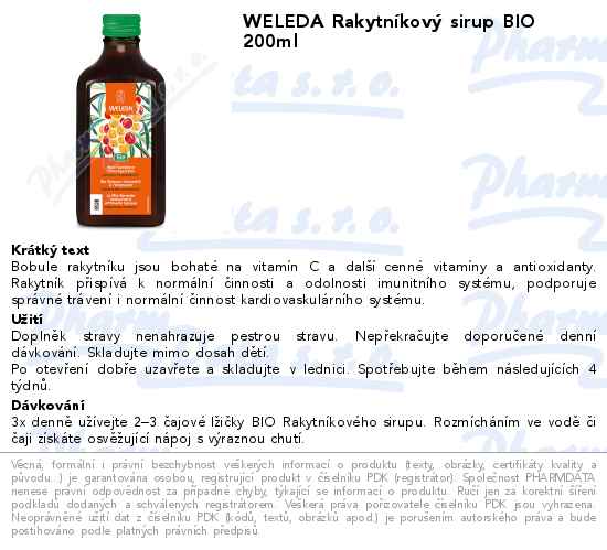 WELEDA RakytnĂ­kovĂ˝ sirup BIO 200ml