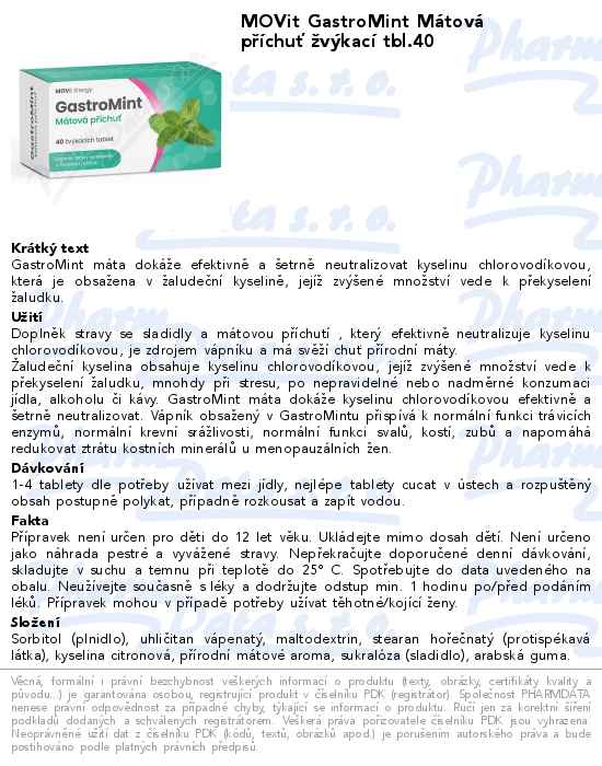 MOVit GastroMint MĂˇtovĂˇ pĹ™Ă­chuĹĄ ĹľvĂ˝kacĂ­ tbl.40