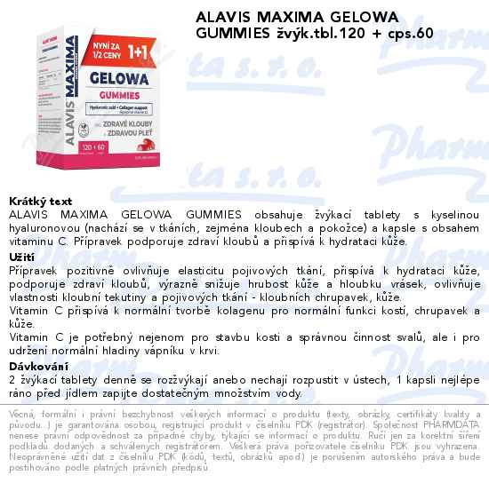 ALAVIS MAXIMA GELOWA GUMMIES ĹľvĂ˝k.tbl.120 + cps.60