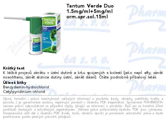 Tantum Verde Duo 1.5mg/ml+5mg/ml orm.spr.sol.15ml