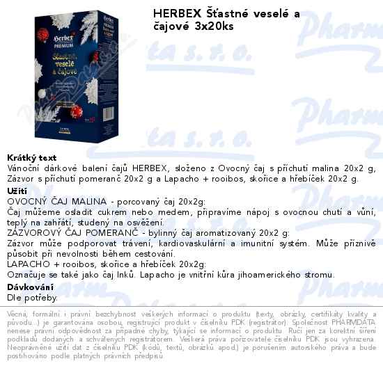 HERBEX Ĺ ĹĄastnĂ© veselĂ© a ÄŤajovĂ© 3x20ks