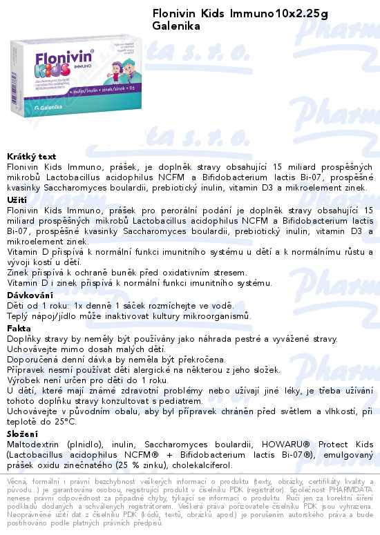 Flonivin Kids Immuno10x2.25g Galenika