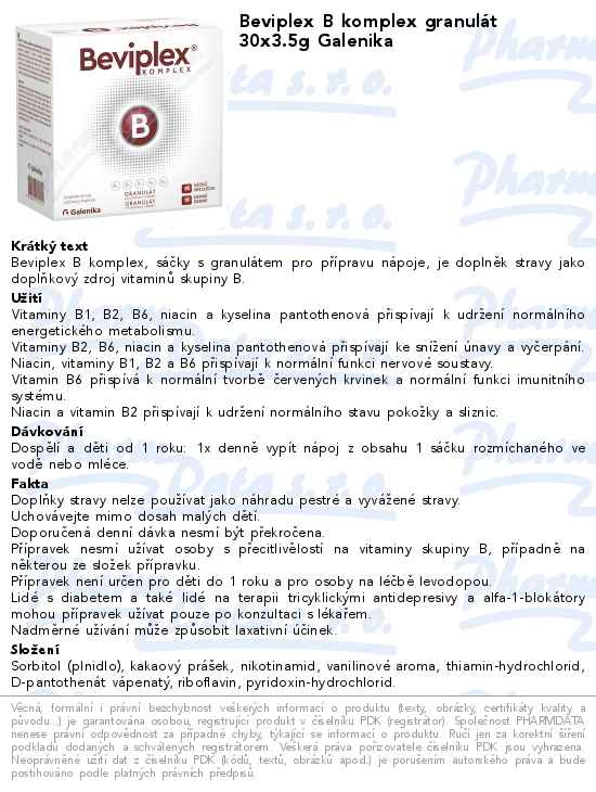 Beviplex B komplex granulĂˇt 30x3.5g Galenika