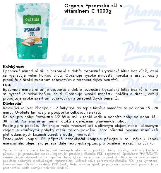 Organis EpsomskĂˇ sĹŻl s vitamĂ­nem C 1000g