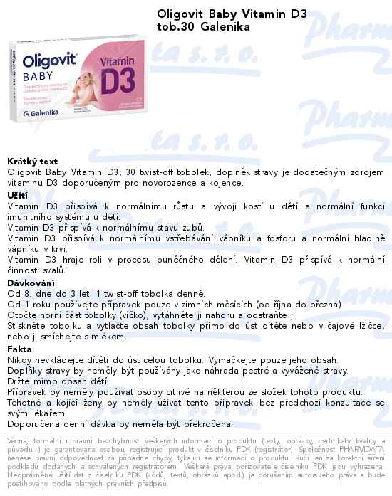 Oligovit Baby Vitamin D3 tob.30 Galenika