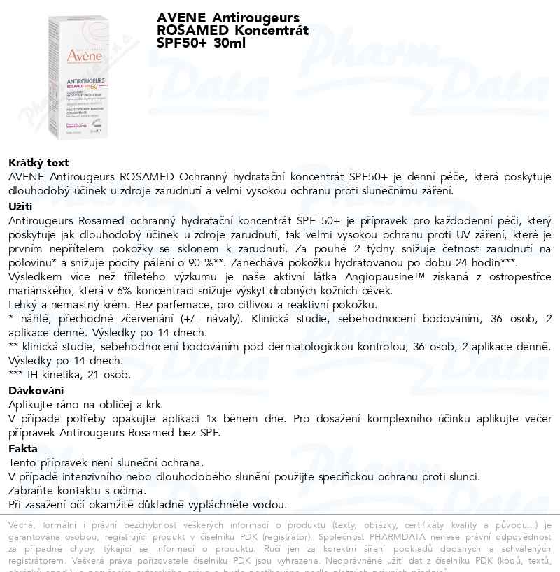 AVENE Antirougeurs ROSAMED KoncentrĂˇt SPF50+ 30ml