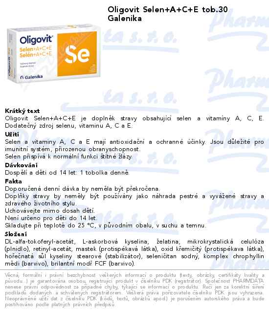 Oligovit Selen+A+C+E tob.30 Galenika