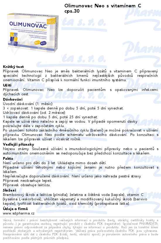 Olimunovac Neo s vitamĂ­nem C cps.30