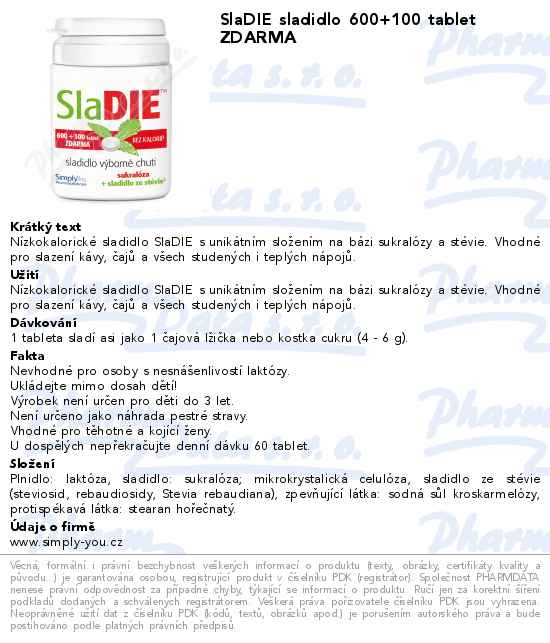 SlaDIE sladidlo 600+100 tablet ZDARMA