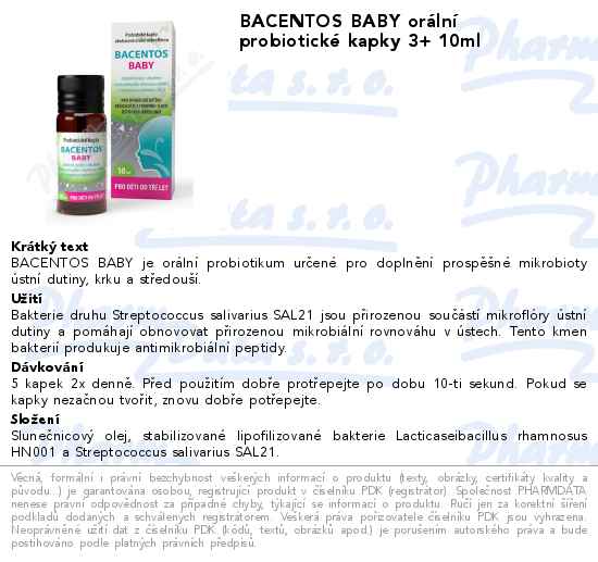 BACENTOS BABY orĂˇlnĂ­ probiotickĂ© kapky 3+ 10ml