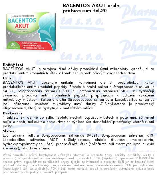 BACENTOS AKUT orĂˇlnĂ­ probiotikum tbl.20