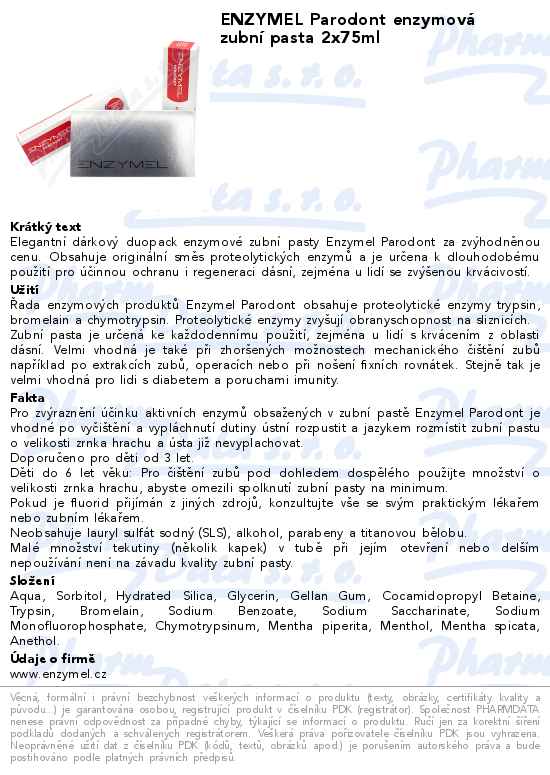ENZYMEL Parodont enzymovĂˇ zubnĂ­ pasta 2x75ml