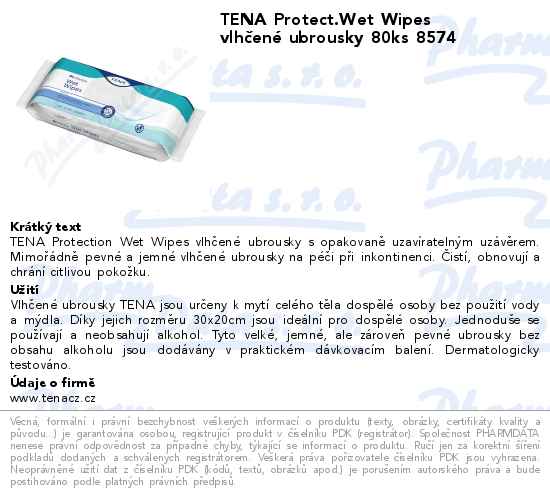 TENA Protect.Wet Wipes vlhÄŤenĂ© ubrousky 80ks 8574