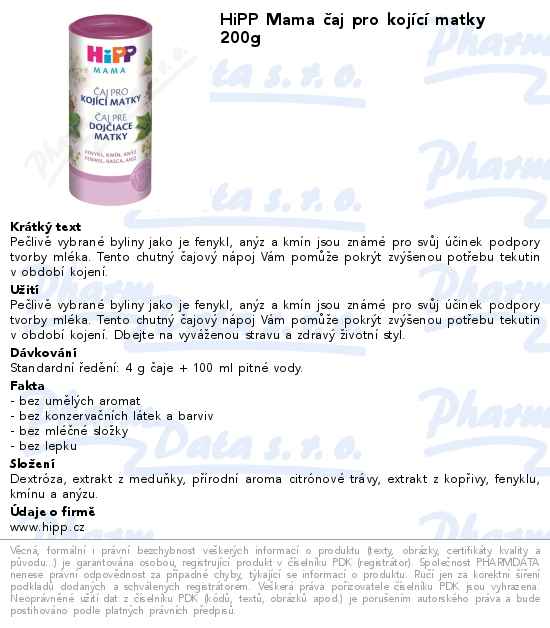 HiPP Mama ÄŤaj pro kojĂ­cĂ­ matky 200g