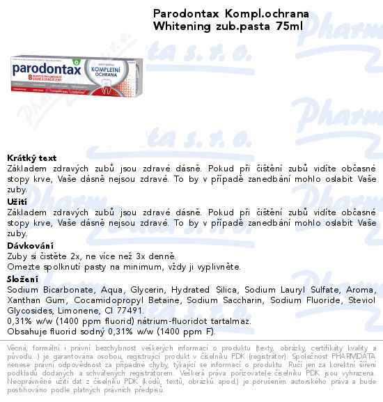 Parodontax Kompl.ochrana Whitening zub.pasta 75ml