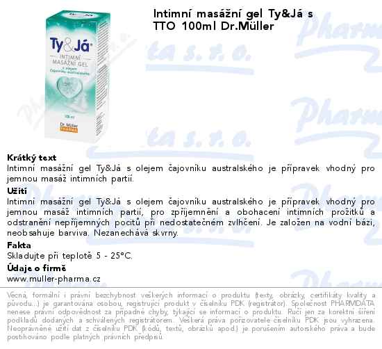 IntimnĂ­ masĂˇĹľnĂ­ gel Ty&JĂˇ s TTO 100ml Dr.MĂĽller