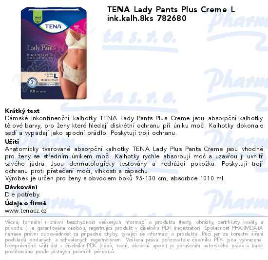 TENA Lady Pants Plus Creme L ink.kalh.8ks 782680