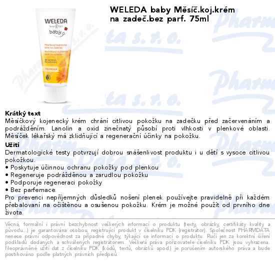 WELEDA baby MÄ›sĂ­ÄŤ.koj.krĂ©m na zadeÄŤ.bez parf. 75ml