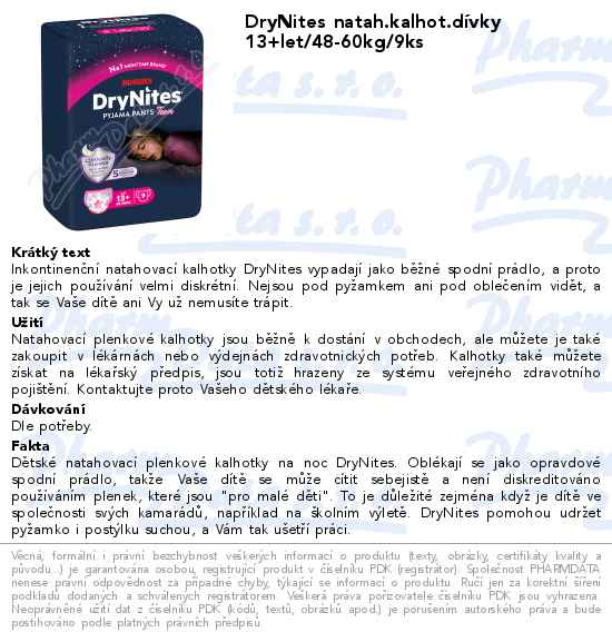 DryNites natah.kalhot.dĂ­vky 13+let/48-60kg/9ks