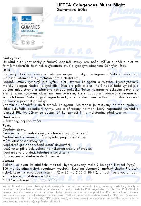 LIFTEA Colagenova Nutra Night Gummies 60ks