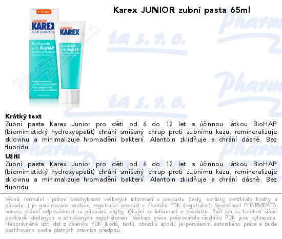 Karex JUNIOR zubnĂ­ pasta 65ml