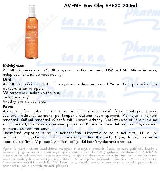 AVENE Sun Olej SPF30 200ml