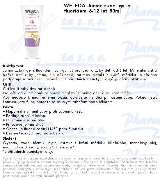 WELEDA Junior zubnĂ­ gel s fluoridem 6-12 let 50ml
