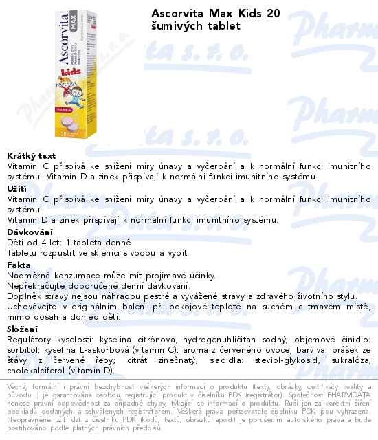 Ascorvita Max Kids 20 ĹˇumivĂ˝ch tablet