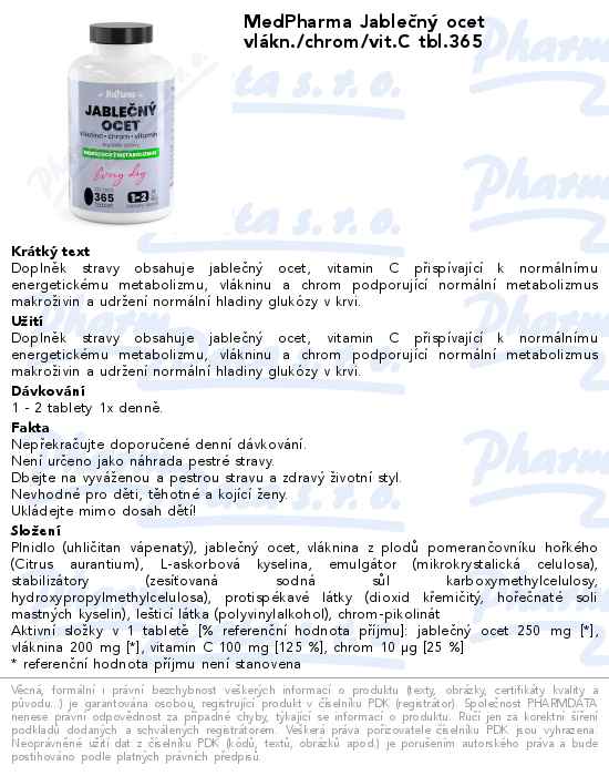 MedPharma JableÄŤnĂ˝ ocet vlĂˇkn./chrom/vit.C tbl.365