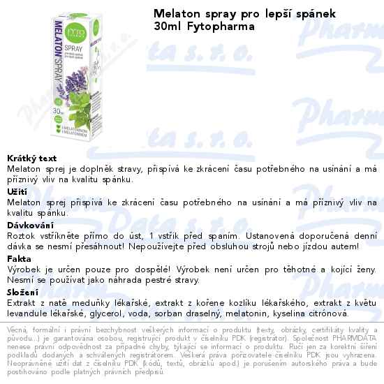 Melaton spray pro lepĹˇĂ­ spĂˇnek 30ml Fytopharma