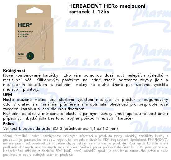 HERBADENT HERo mezizubnĂ­ kartĂˇÄŤek L 12ks
