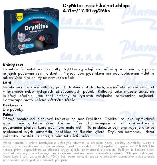 DryNites natah.kalhot.chlapci 4-7let/17-30kg/26ks