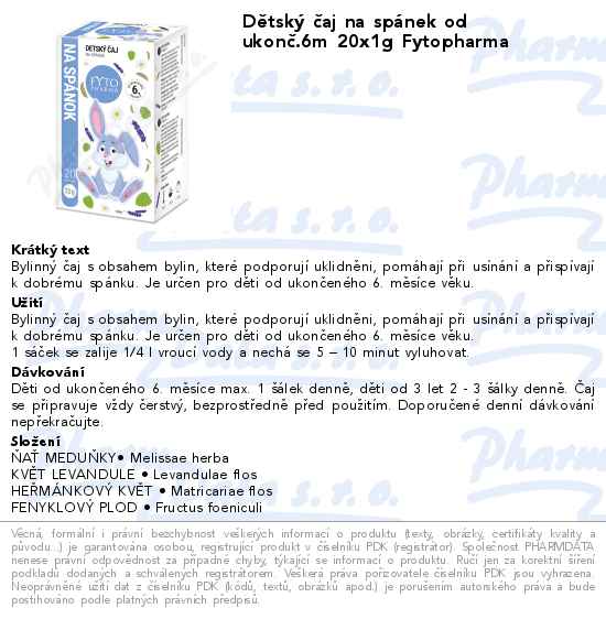 DÄ›tskĂ˝ ÄŤaj na spĂˇnek od ukonÄŤ.6m 20x1g Fytopharma