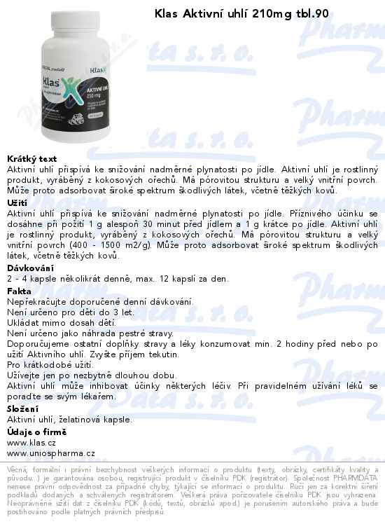 Klas AktivnĂ­ uhlĂ­ 210mg tbl.90