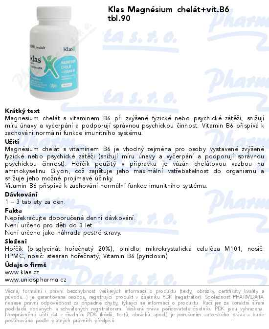 Klas MagnĂ©sium chelĂˇt+vit.B6 tbl.90