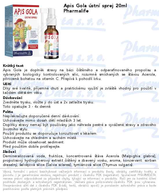 Apis Gola ĂşstnĂ­ sprej 20ml Pharmalife