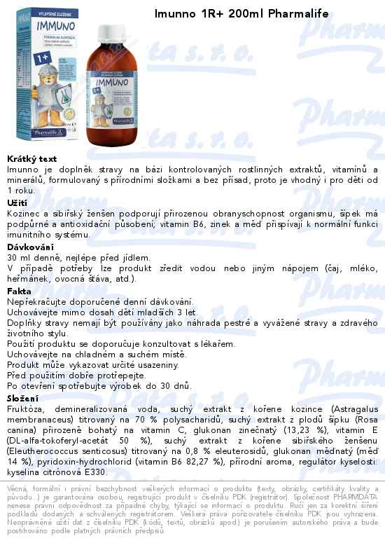 Imunno 1R+ 200ml Pharmalife