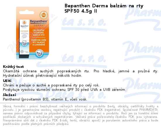 Bepanthen Derma balzĂˇm na rty SPF50 4.5g II