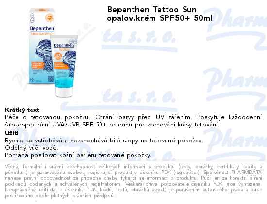 Bepanthen Tattoo Sun opalov.krĂ©m SPF50+ 50ml