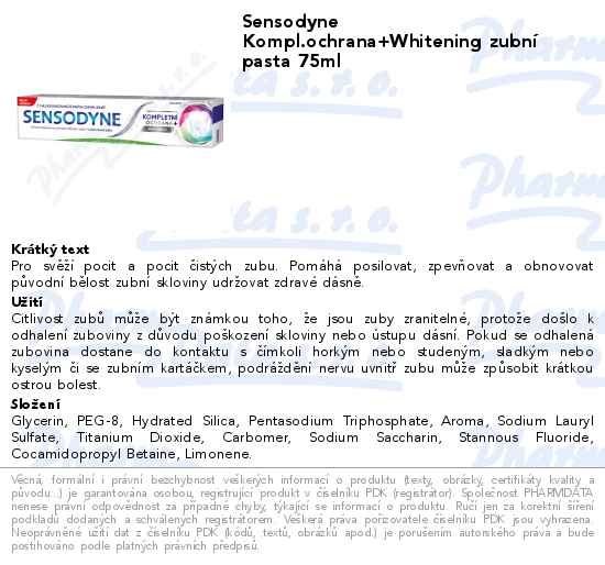 Sensodyne Kompl.ochrana+Whitening zubnĂ­ pasta 75ml