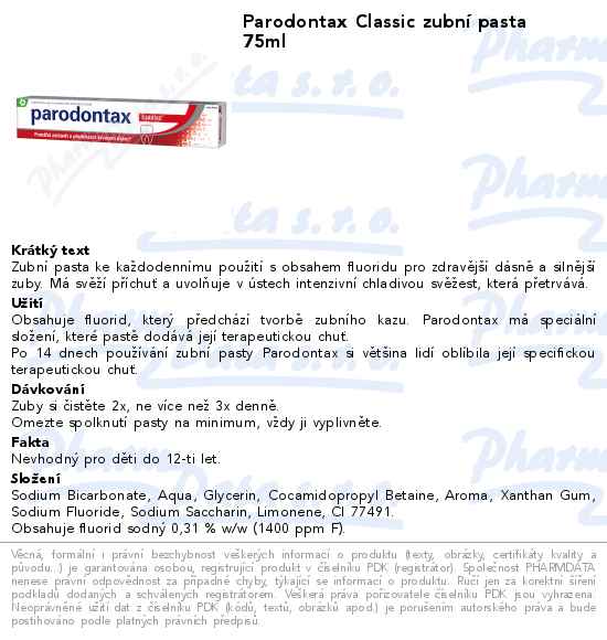Parodontax Classic zubnĂ­ pasta 75ml