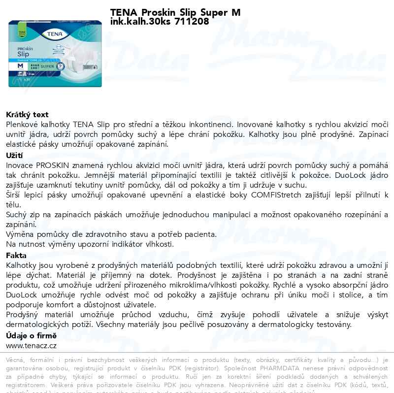 TENA Proskin Slip Super M ink.kalh.30ks 711208