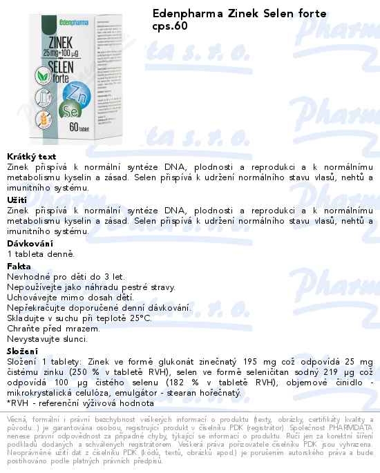 Edenpharma Zinek Selen forte cps.60